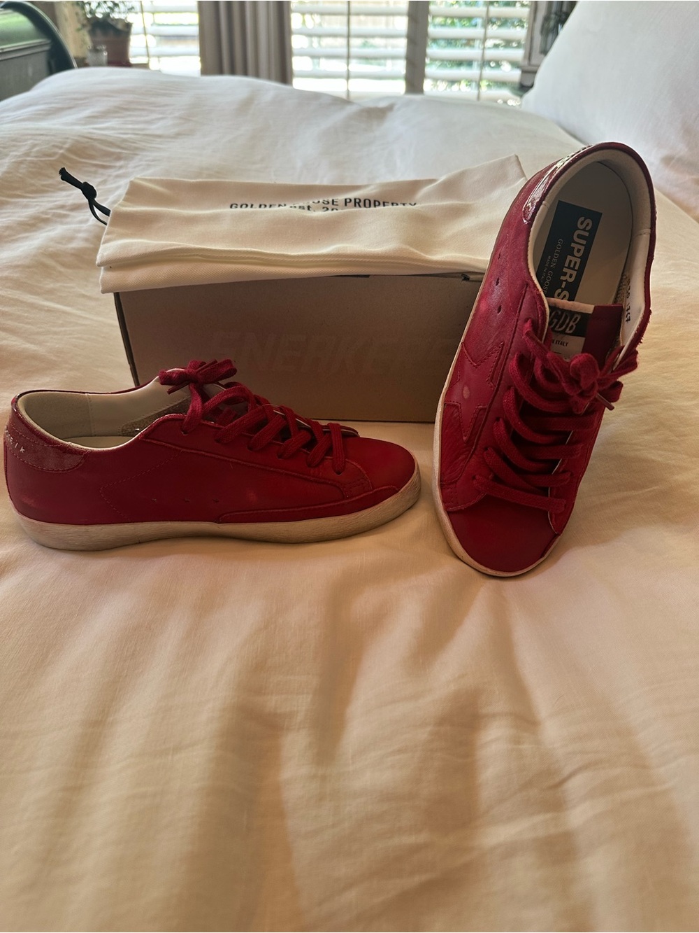Golden Goose Women's Red Leather Super- Star Sneakers